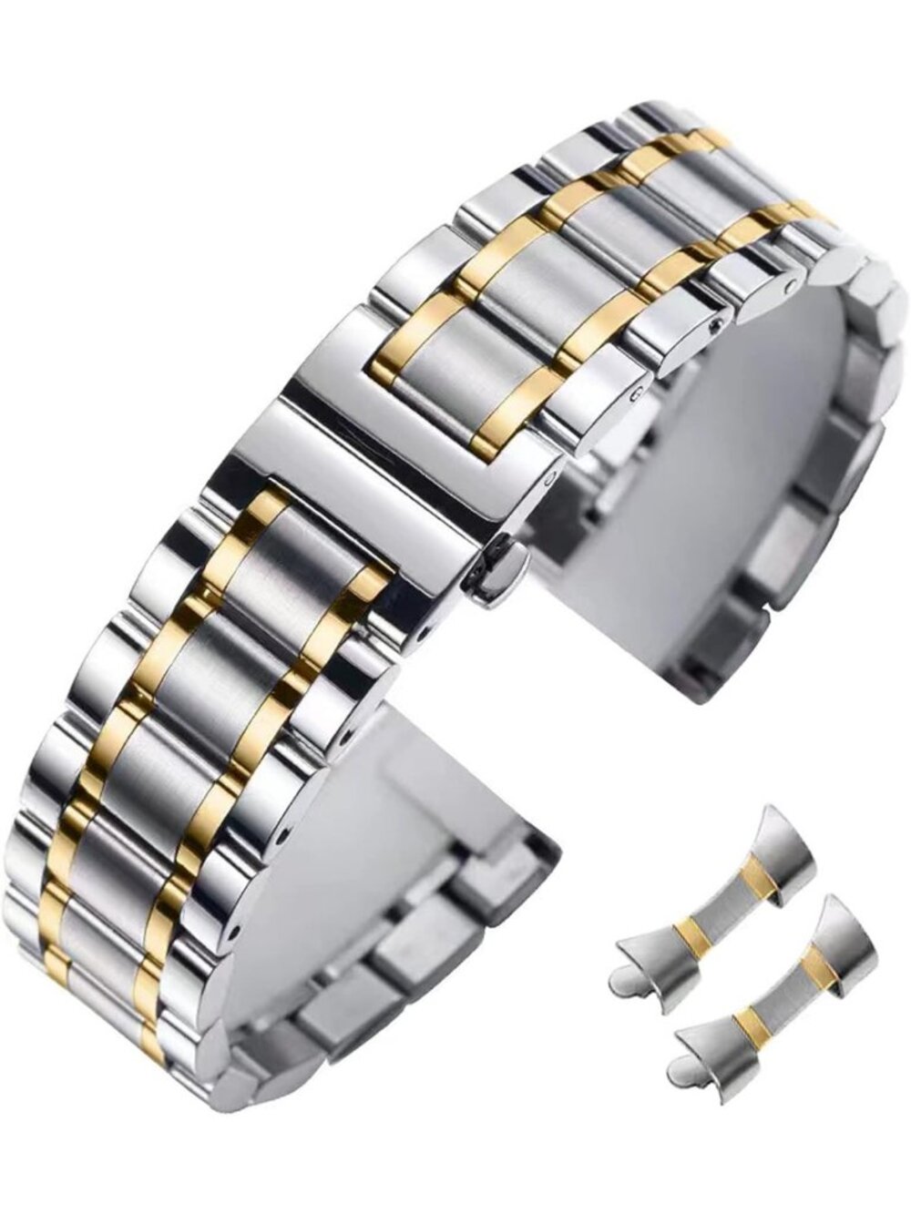 Universal Stainless Steel Watch Band - 14mm to 24mm Adjustable Metal Strap for